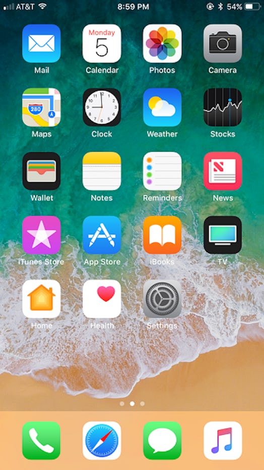 iOS 11 home screen.