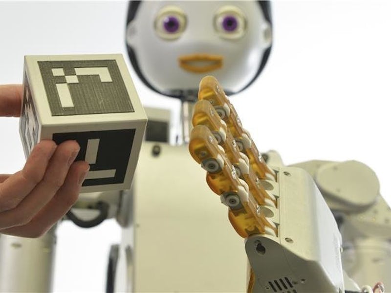 A white OpenAI domestic robot