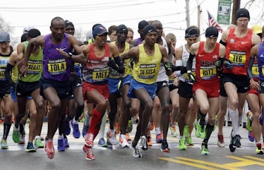 A group of people running the marathon