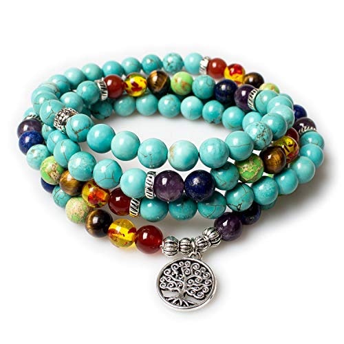 Turquoise Healing 108 Buddhist Prayer Mala Beads