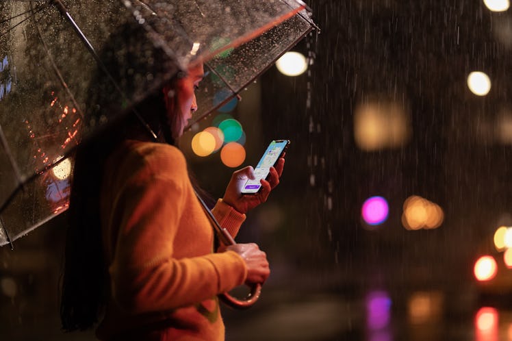 iPhone XS in rain.