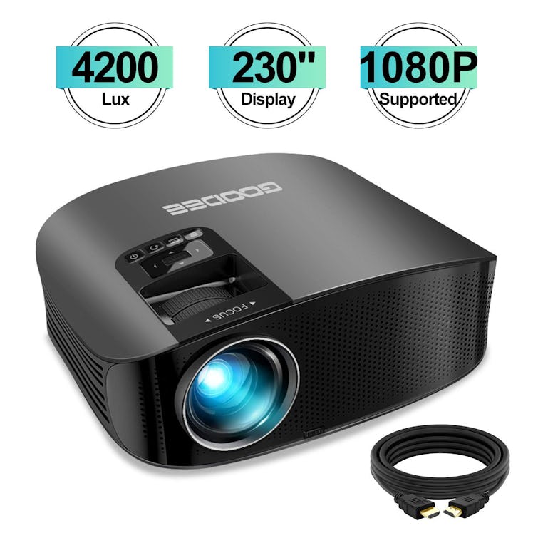 Projector, GooDee Upgrade HD Video Projector 4200L Outdoor Movie Projector, 230" Home Theater Projec...