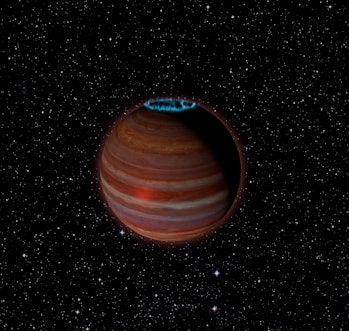 Artist's conception of SIMP J01365663+0933473, an object with 12.7 times the mass of Jupiter, but a ...