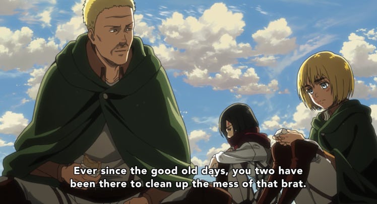 Hannes gives Mikasa and Armin a much-needed pep talk.