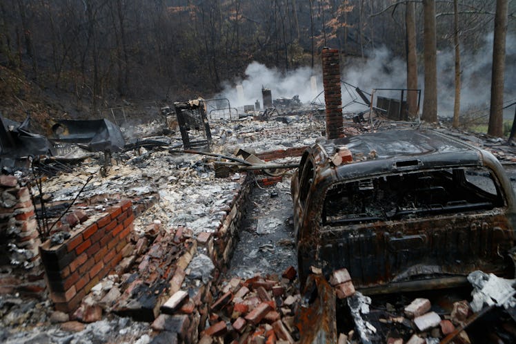 A home destroyed by wildfire in Gatlinburg