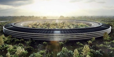 An art representation of Apple's new 'spaceship' headquarters.