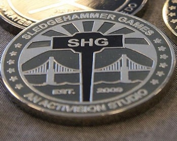 The official challenge coin of Sledgehammer Games honors a military tradition.