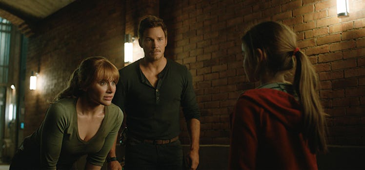 Claire and Owen team up with Maisie in the third act of 'Jurassic Park: Fallen Kingdom'.