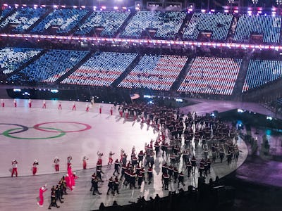 A stadium with an ongoing game when Russian hacked the Olympics