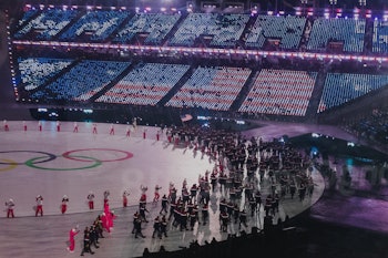 A stadium with an ongoing game when Russian hacked the Olympics