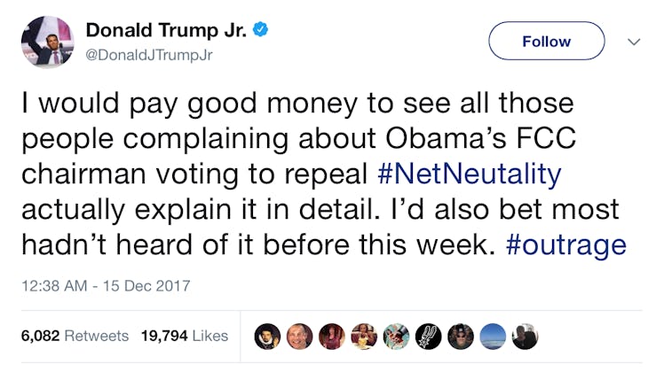 Trump Jr's tweet.