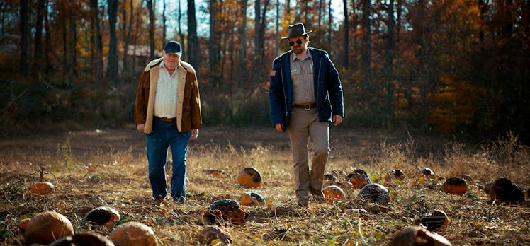 David Harbour as Sheriff Hopper in a field in 'Stranger Things'