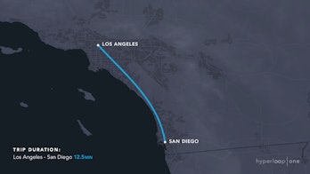 The route stretches from Los Angeles to San Diego.