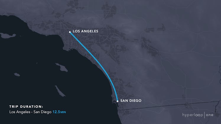 The route stretches from Los Angeles to San Diego.