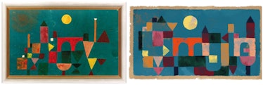 On the left is Paul Klee's original painting and on the right is the homage paid to it by Google.