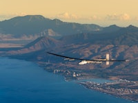 The Solar Impulse Plane soaring to California in a fuel-free trip around the world