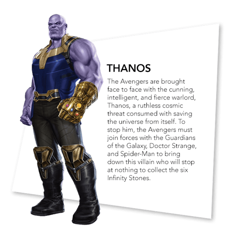 Thanos's 'Infinity War' bio.
