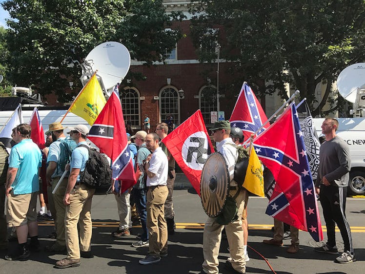 Modern Nazis marching down a street in USA