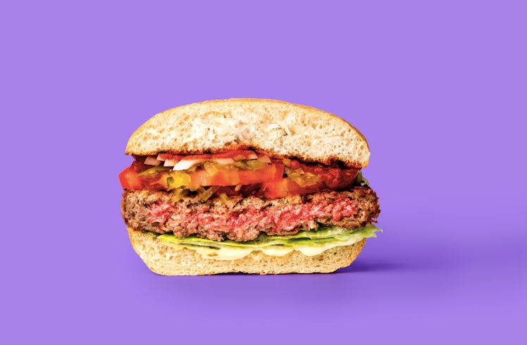Impossible burger on a purple background