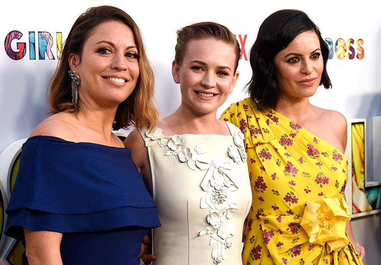 Kay Cannon, Britt Robertson, and Sophia Amoruso at the "Girlboss" premiere