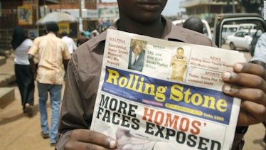 'Rolling Stone Uganda,' a tabloid paper unrelated to the American 'Rolling Stone,' celebrates the pe...