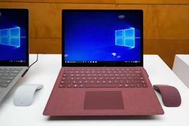 A Microsoft Surface Laptop running Windows 10 with Cortana.