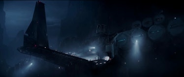 Palpatine's scientific research base emerges from the fog of Eadu in Rogue One