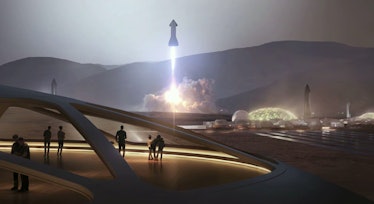 The Starship landing on Mars.