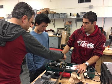 Tustin High School students working on a project.