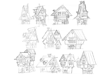 Gerben Steenks' sketches of traditional German houses.