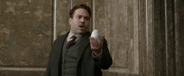 Jacob holding what could be a Phoenix egg in 'Fantastic Beasts and Where to Find Them'