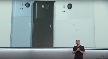 A man talking at the Pixel 2 event