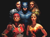 Justice League main characters in front of black background