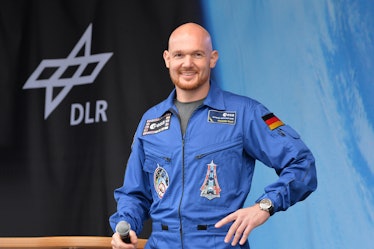 Astronaut Alexander Gerst giving speech.