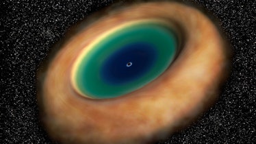 Illustration showing the ring of dust and gas with the supermassive black hole in the center