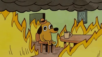 K C Green S This Is Fine Dog Is No Longer Fine Still On Fire
