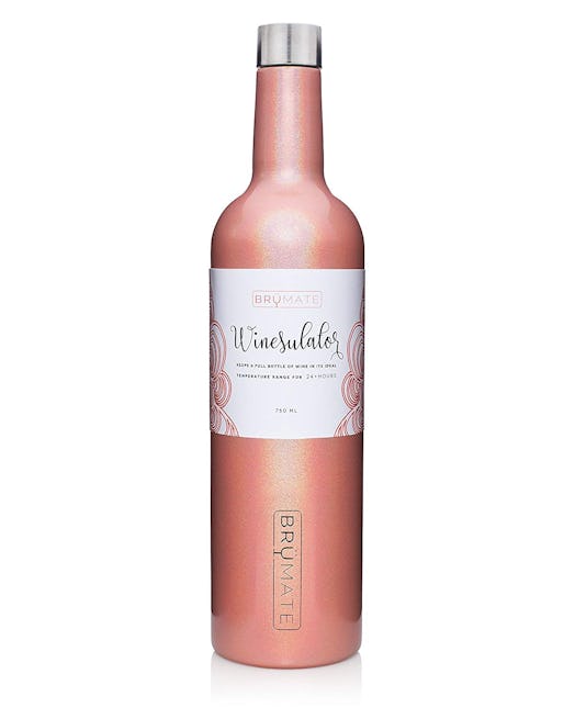 A pink wine bottle