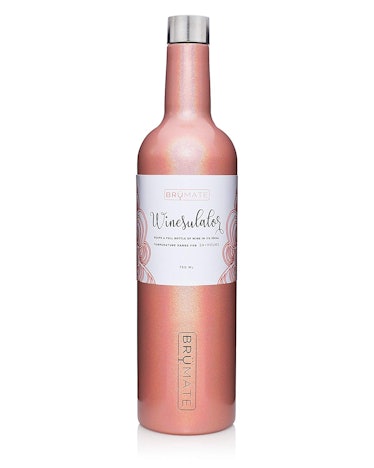 A pink wine bottle