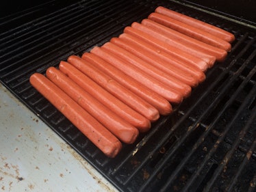 Hot dogs on grill at 2016 Fairmount Street Block Party