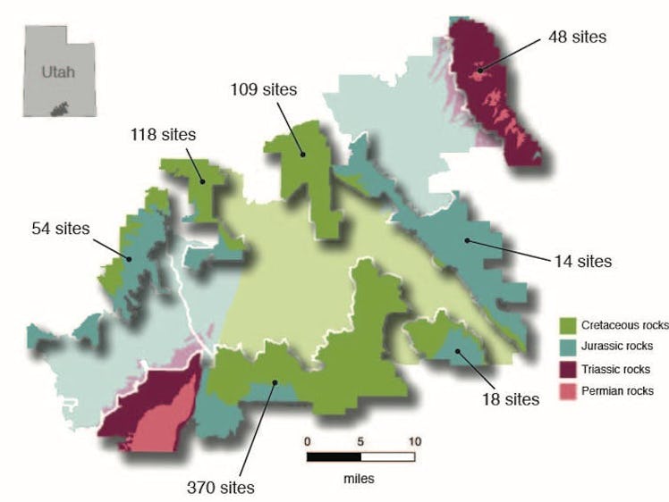 Map of Trump’s cut from Grand Staircase-Escalante National Monument (bolded areas) with number of kn...