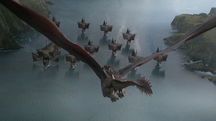 The Iron Fleet faces off against a dragon in 'Game of Thrones'