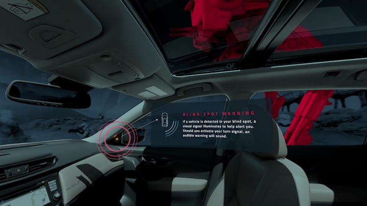 Inside of a Nissan car used for a virtual reality experience.