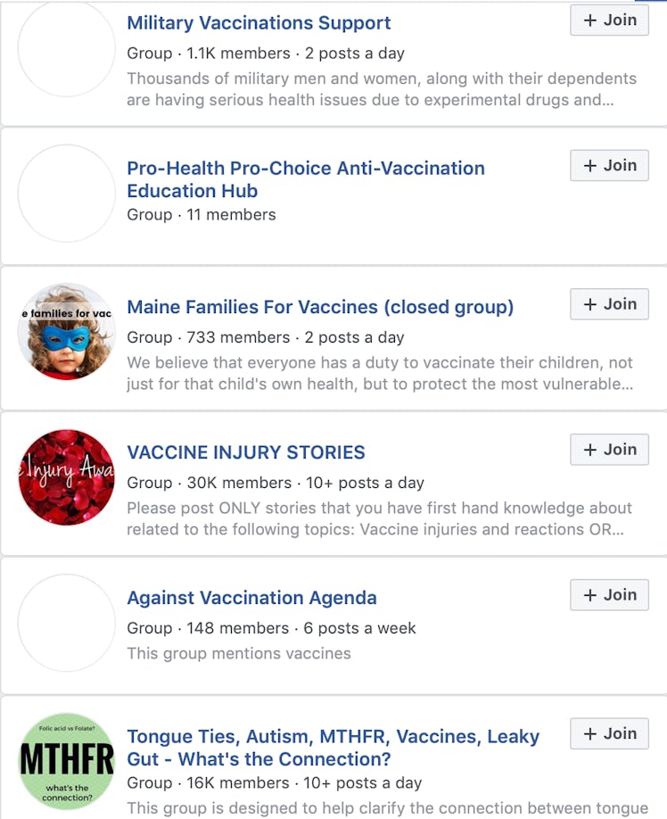 vaccines on Facebook