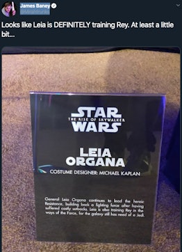 From a costume display at Galaxy's Edge: Leia is a Jedi Master?