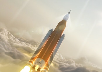 Artist's rendering of a Block 1 Space Launch System launch.