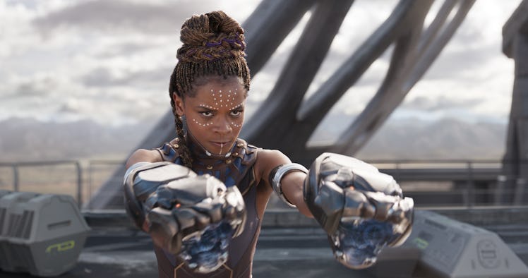 Princess Shuri of Wakanda wields her Vibranium-based gauntlets in 'Black Panther'.