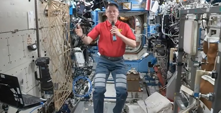 NASA astronaut Nick Hague aboard the ISS on Monday.