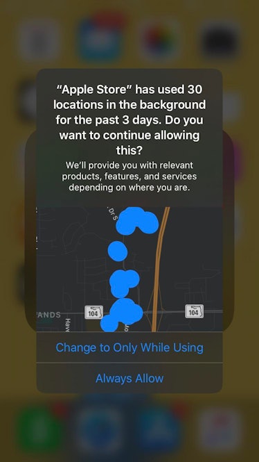 ios 13 location tracking notification