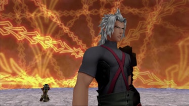 Terra fights Terra-Xehanort inside his own psyche at the end of 'Birth By Sleep'.