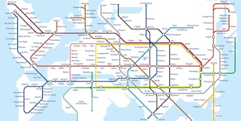 An artist's impression of a global metro network.
